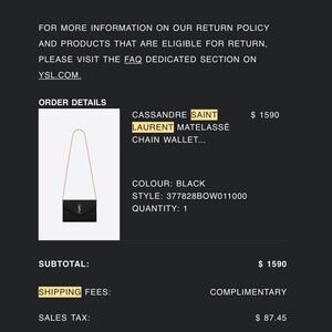 Saint Laurent Black Matelassé Chain Wallet